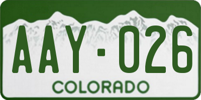 CO license plate AAY026