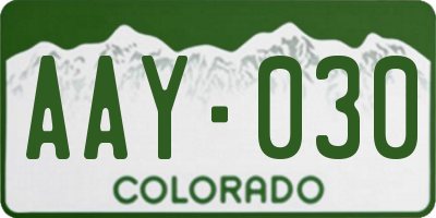 CO license plate AAY030