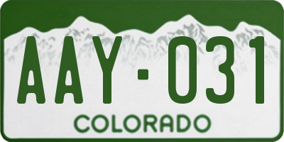 CO license plate AAY031