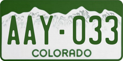 CO license plate AAY033