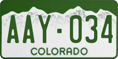 CO license plate AAY034
