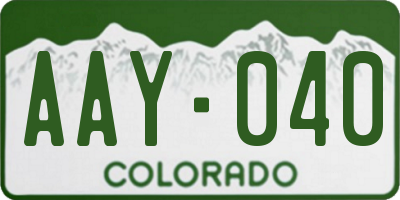 CO license plate AAY040