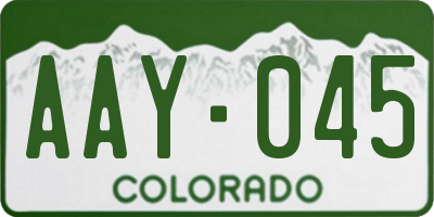 CO license plate AAY045