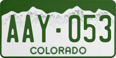 CO license plate AAY053