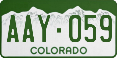 CO license plate AAY059