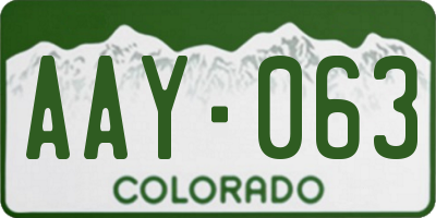 CO license plate AAY063