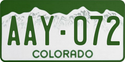 CO license plate AAY072