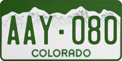 CO license plate AAY080
