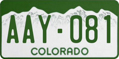 CO license plate AAY081