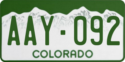 CO license plate AAY092