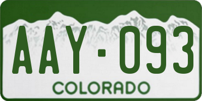 CO license plate AAY093