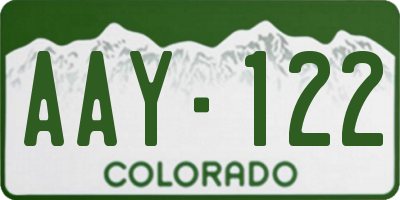 CO license plate AAY122