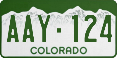 CO license plate AAY124