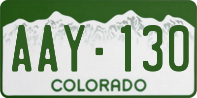 CO license plate AAY130
