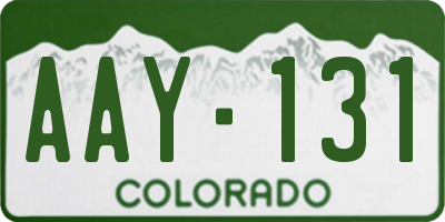 CO license plate AAY131