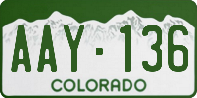 CO license plate AAY136