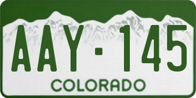 CO license plate AAY145