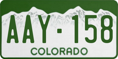CO license plate AAY158