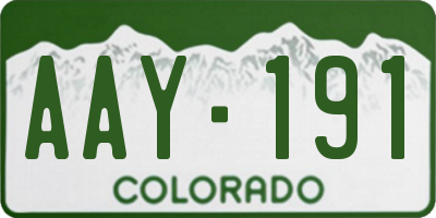CO license plate AAY191