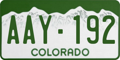 CO license plate AAY192