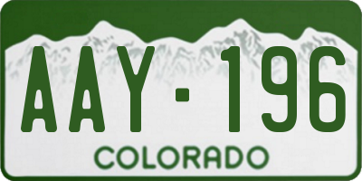 CO license plate AAY196