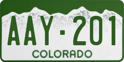 CO license plate AAY201
