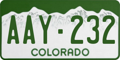 CO license plate AAY232