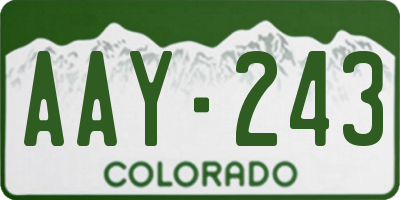 CO license plate AAY243