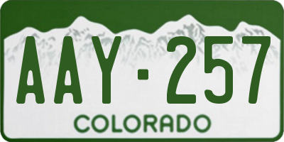CO license plate AAY257