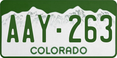 CO license plate AAY263