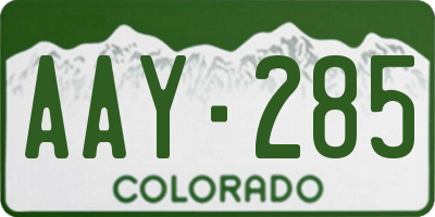 CO license plate AAY285