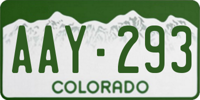 CO license plate AAY293