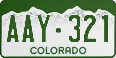 CO license plate AAY321
