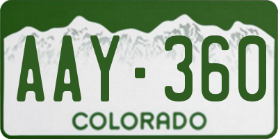 CO license plate AAY360