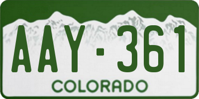 CO license plate AAY361