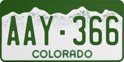 CO license plate AAY366