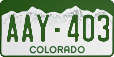 CO license plate AAY403