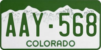 CO license plate AAY568