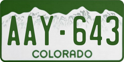 CO license plate AAY643