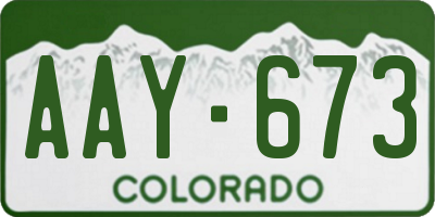 CO license plate AAY673