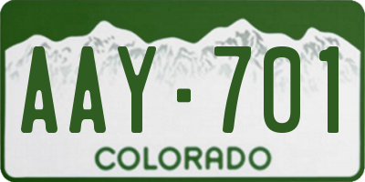 CO license plate AAY701