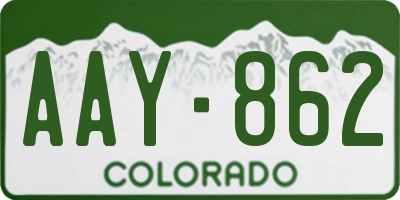 CO license plate AAY862