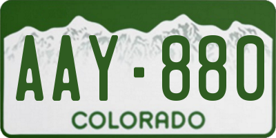 CO license plate AAY880