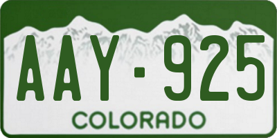 CO license plate AAY925