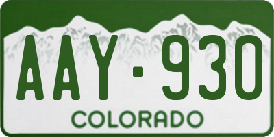 CO license plate AAY930