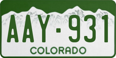 CO license plate AAY931