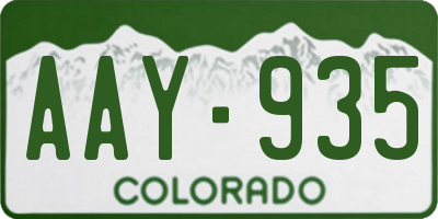 CO license plate AAY935