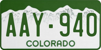 CO license plate AAY940