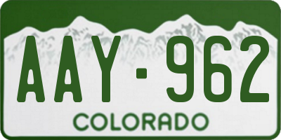 CO license plate AAY962