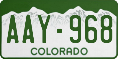 CO license plate AAY968
